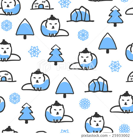 Seamless pattern with cute doodle arctic fox Seamless pattern with cute doodle arctic fox 25933002