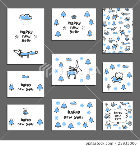 Set of happy new year greeting cards Set of happy new year greeting cards 25933006