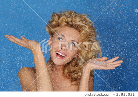 woman with beautiful hair under snow woman with beautiful hair under snow 25933031