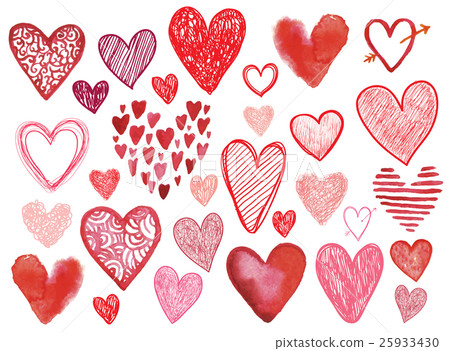 Vector set of hand drawn doodle hearts isolated. - Stock Illustration ...