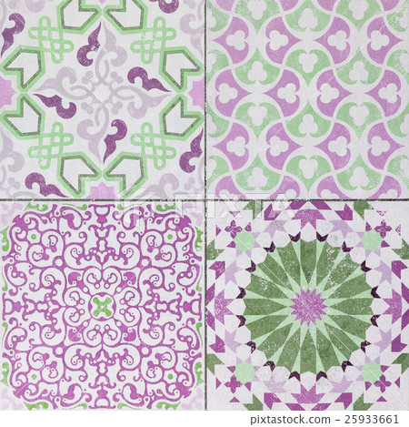 Beautiful old ceramic tile wall pattern in  park  25933661