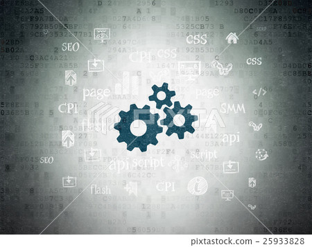 Web design concept: Gears on Digital Data Paper Web design concept: Gears on Digital Data Paper 25933828