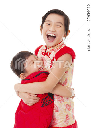 chinese little Girls  and Giving One Another Hug 25934010