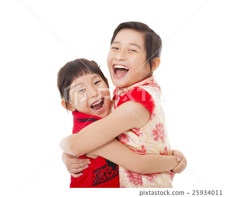 chinese little Girls  and Giving One Another Hug 25934011
