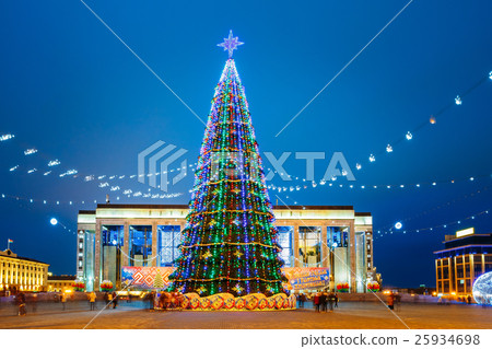 Christmas tree in front of building of the Palace Christmas tree in front of building of the Palace 25934698