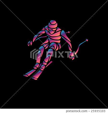 Giant Slalom Ski Racer silhouette. Color vector Giant Slalom Ski Racer silhouette. Color vector 25935103