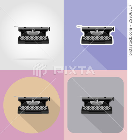 old retro vintage typewriter flat icons vector 25936317