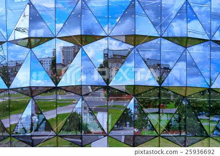 Reflection of buildings in the glass triangles Reflection of buildings in the glass triangles 25936692