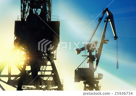 Cranes at the port for loading Cranes at the port for loading 25936734