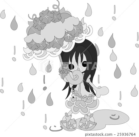 Illustration of morning glory and girls Illustration of morning glory and girls 25936764