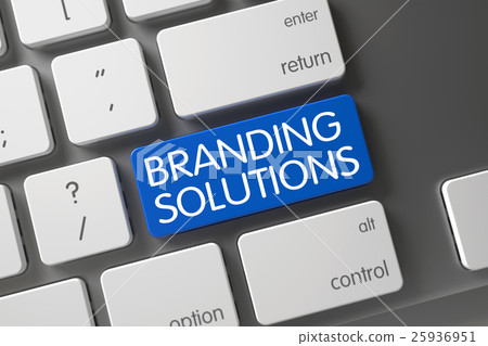 Blue Branding Solutions Key on Keyboard. 3D. 25936951