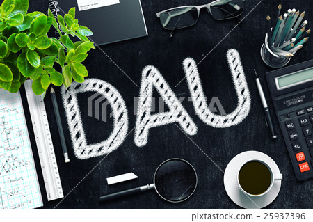 DAU on Black Chalkboard. 3D Rendering. 25937396