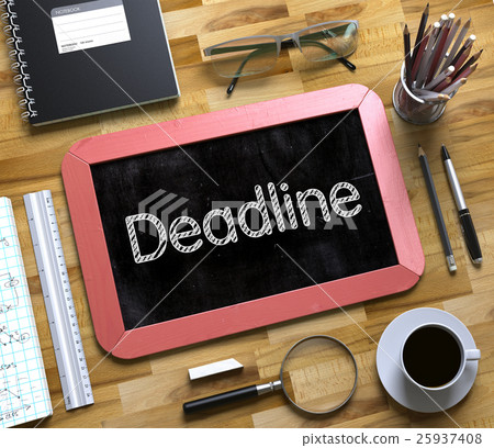 Small Chalkboard with Deadline Concept. 3D. 25937408