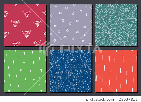 Vector set of hand drawn seamless abstract - Stock Illustration ...