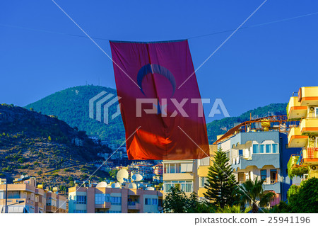 Waving Turkish flag in Alanya Waving Turkish flag in Alanya 25941196