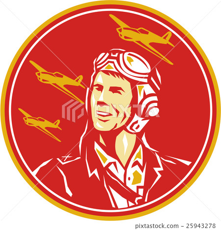 World War 2 Pilot Airman Fighter Plane Retro 25943278
