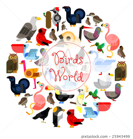 Birds world zoo emblem. Cartoon bird icons 25943499