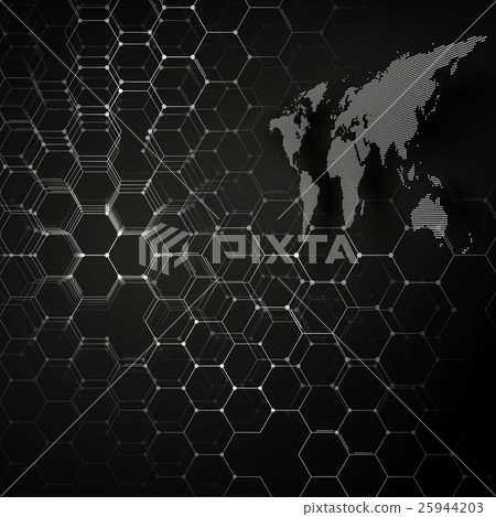 White dotted world map, connecting lines and dots White dotted world map, connecting lines and dots 25944203