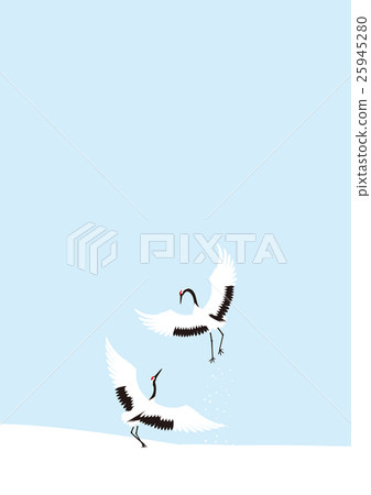 在冬天起重機舞蹈的日本風景 25945280