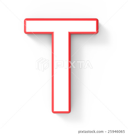3d white letter T with red frame 25946065