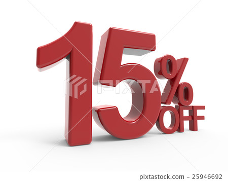 3d rendering of a 15% off symbol 25946692