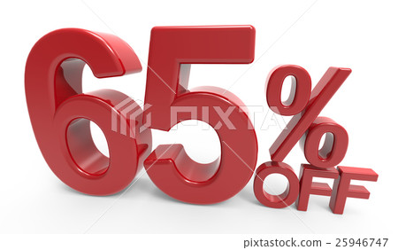 3d rendering of a 65% off symbol 25946747