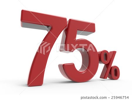 3d rendering of a 75% symbol 3d rendering of a 75% symbol 25946754