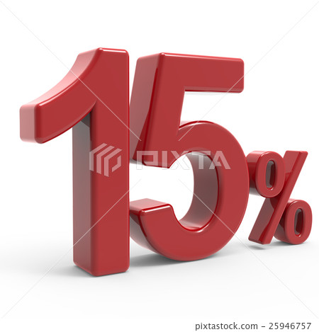 3d rendering of a 15% symbol 25946757