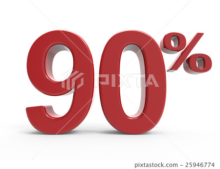 3d rendering of a 90% symbol 3d rendering of a 90% symbol 25946774