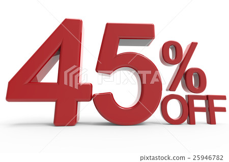 3d rendering of a 45% off symbol 3d rendering of a 45% off symbol 25946782