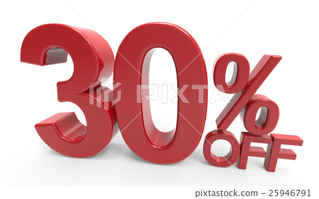 3d rendering of a 30% off symbol 25946791