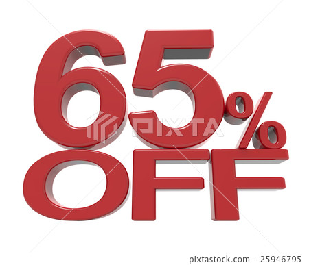3d rendering of a 65% off symbol 25946795