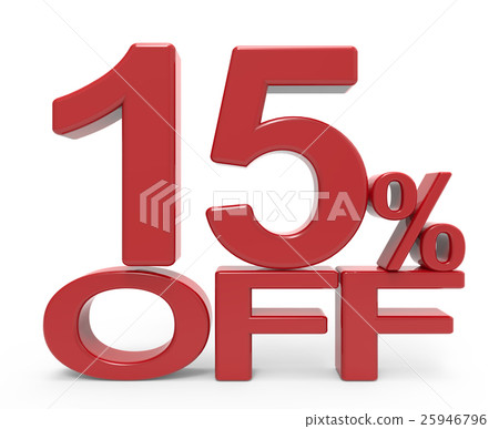 3d rendering of a 15% off symbol 25946796