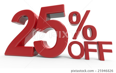 3d rendering of a 25% off symbol 3d rendering of a 25% off symbol 25946826