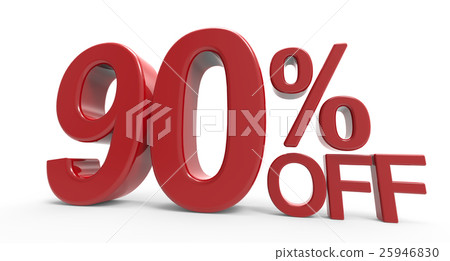 3d rendering of a 90% off symbol 25946830