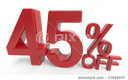 3d rendering of a 45% off symbol 3d rendering of a 45% off symbol 25946845