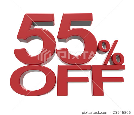 3d rendering of a 55% off symbol 3d rendering of a 55% off symbol 25946866