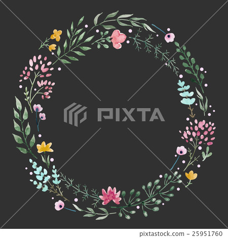 Hand drawn watercolor wreath - Stock Illustration [25951760] - PIXTA