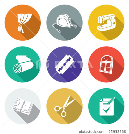 Sewing curtains service Icons Set. Vector Sewing curtains service Icons Set. Vector 25952568
