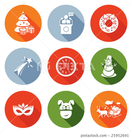 New Year Icons Set. Vector Illustration. New Year Icons Set. Vector Illustration. 25952691
