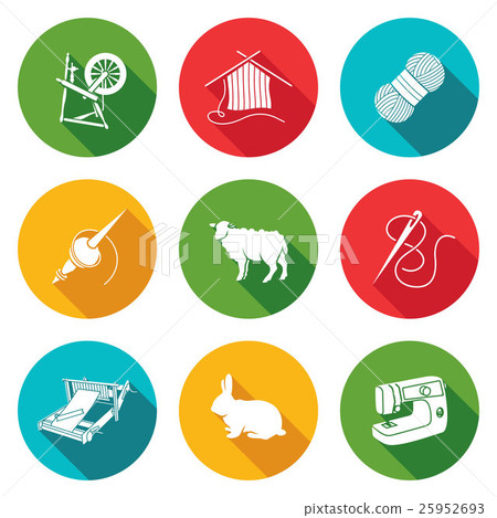 Wool, knitting Icons Set. Vector Illustration. Wool, knitting Icons Set. Vector Illustration. 25952693