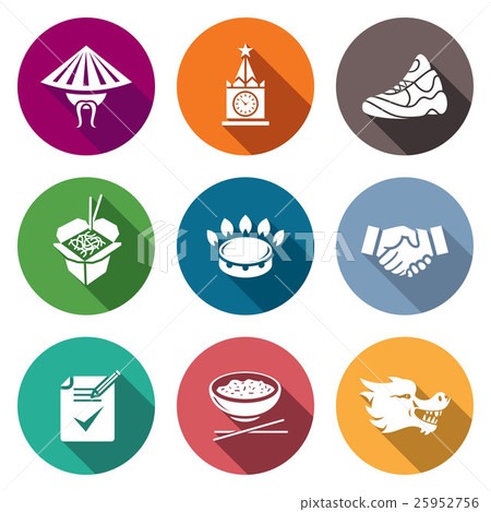 China and Russia Icons Set. Vector Illustration. China and Russia Icons Set. Vector Illustration. 25952756