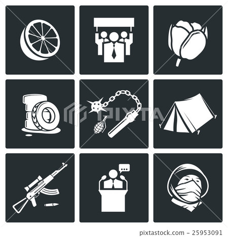 Color revolutions and coup Vector Icons Set 25953091