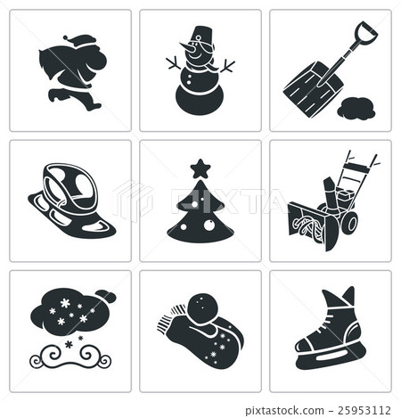 New Years Eve and Christmas Vector Icons Set 25953112