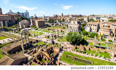 Panoramic view over the Roman Forum, Rome, Italy 25953289