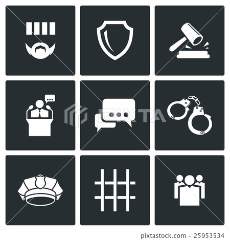 Court and detention vector icons set Court and detention vector icons set 25953534