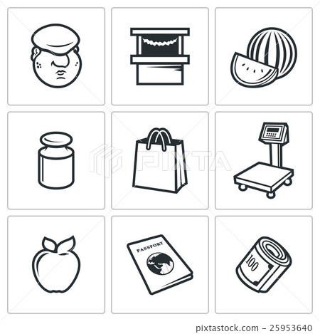 Trading on the market icons. Vector Illustration. Trading on the market icons. Vector Illustration. 25953640