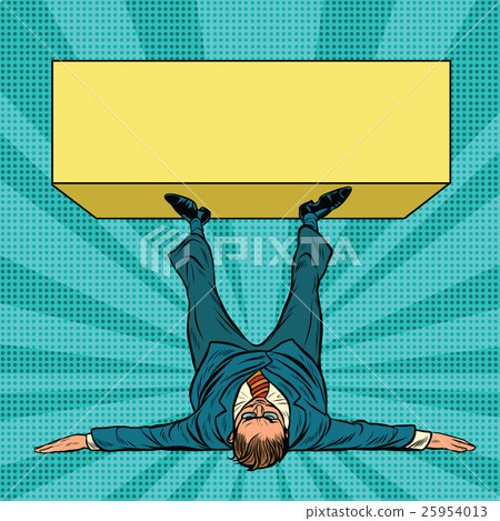Businessman keeps feet advertising banner copy Businessman keeps feet advertising banner copy 25954013