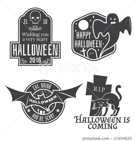 Halloween vintage badges, emblems or labels. 25954020