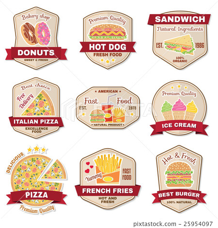 Set of vintage fast food badge Set of vintage fast food badge 25954097